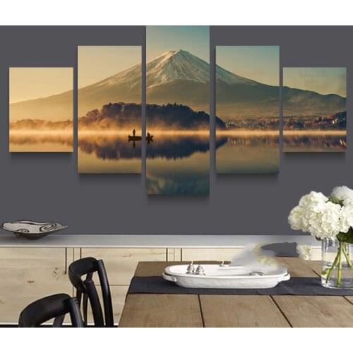 Wall Art Canvas Paintings Living Room Mount Fuji 5 Panels Wall Decora For Living Room Home Office Artwork Giclee Wall Art Decor