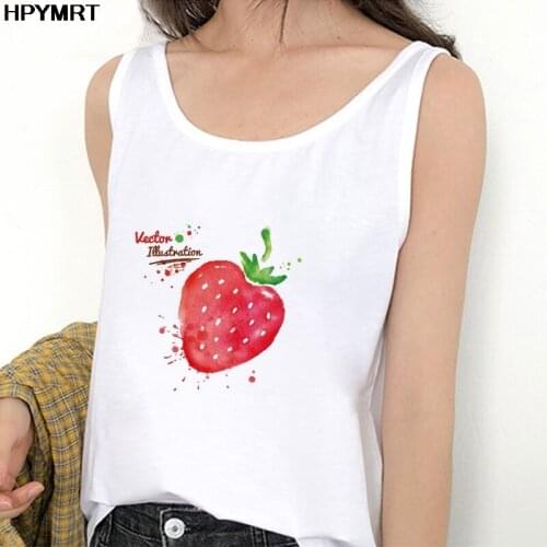 New Summer Sexy Vest Strawberry Printed Tank Tops Women Sleeveless Tee Fashion Casual Female Top kawaii Graphic T-shirt Clothes