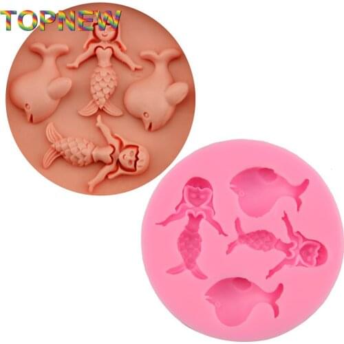 Top new Mermaid & Dolphin Silicone Cake Decorating Tools Silicone Fondant Chocolate Mold Kitchen Accessories Confectionery C3021