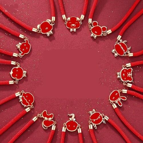 Original new zodiac red rope bracelet sterling national tide and temperature change hand rope jewelry