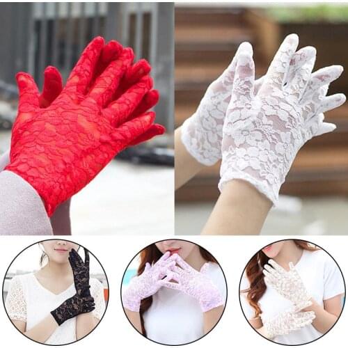 Sexy Lace Gloves Womens Summer Sunscreen Thin Long UV Blocking Glove Black White Pink Lace Gloves Women