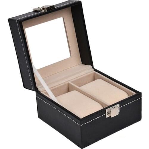 Top Luxury 2 Grids Leather Watch Box Fashion style for convenient travel storage Jewelry Watch Collector Cases Organizer Box