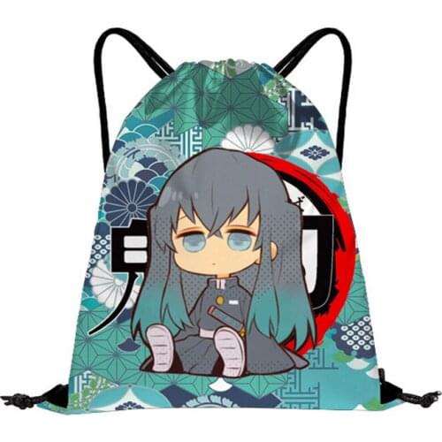 Demon Slayer Tokitou Muichirou Drawstring Bag Kamado Nezuko Rengoku Kyoujurou Backpack Light Shopping Pouch