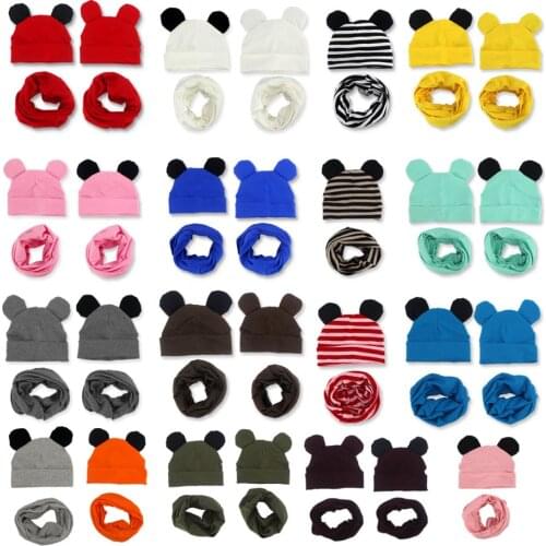 Baby Hat With Ears Scarf Set Cotton Warm Newborn Accessories Girl Boy Autumn Winter Hat Kids Infant Toddler Beanie Cap Girls Hat