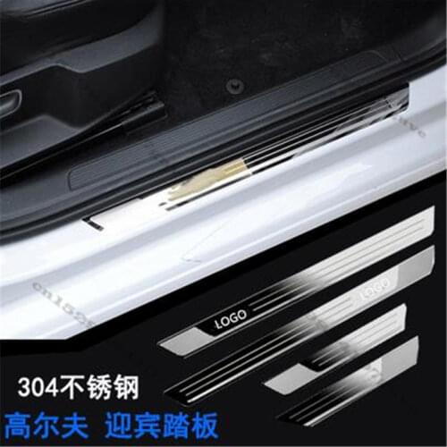 Car styling Stainless steel scuff plate door sill strip welcome pedal ultrathin for 2014-2016 Golf 6 Golf 7 4 Uds accessories