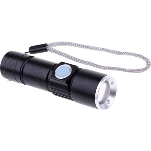 Zoomable Focus LED Flashlight Outdoor USB Charging Ultrabright Lamp