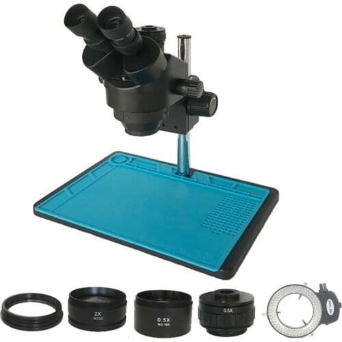 2020 New Arrival 3.5X-90X Trinocular Stereo Zoom simul-focal Microscope 0.5X Objective Lens soldering industrial microscopio