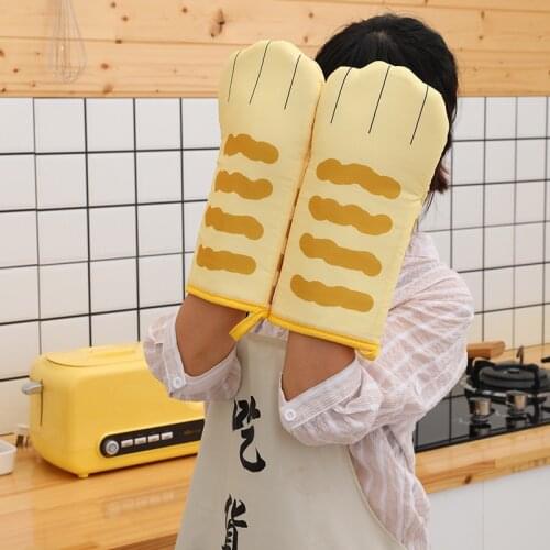 Thickened household kitchen insulation gloves, oven baking gloves, anti-scalding microwave oven gloves, polyester gloves