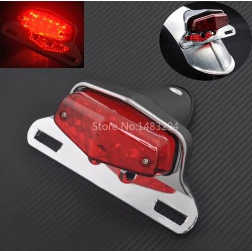 12 V Rear Brake Tail light Lucas With Chrome Bezel Bracket Red Lens Fits For Harley Honda Bobber Universal