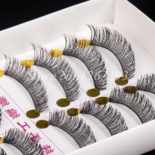 YOKPN Natural Crisscross Messy Soft False Eyelashes 10 Pairs Pure Handmade Cotton Stalk Fake Eyelashes Fashion Makeup Lashes