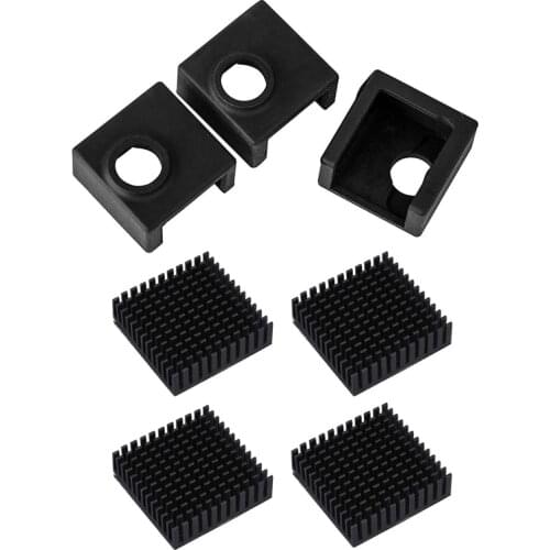 1set Silicone Case Set of Three for Ender 3 CR-10 CR-10S & 4x 40X40X10mm Black Radiator Aluminum Heatsink