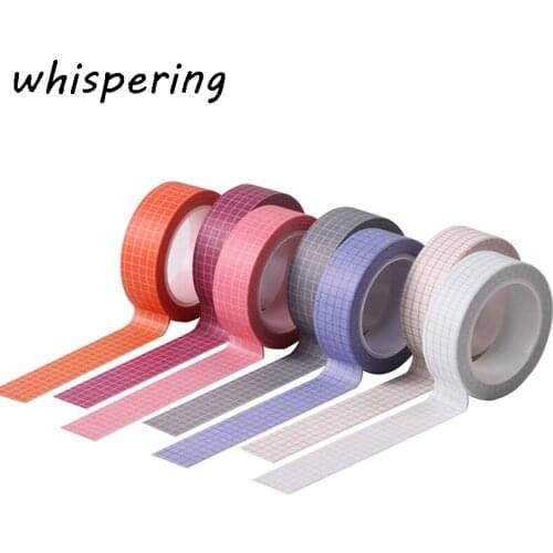 10M 7 Colors Grid Washi Tape Japanese Paper DIY Planner Masking Tape Adhesive Tapes Stickers Decorative Stationery Tapes