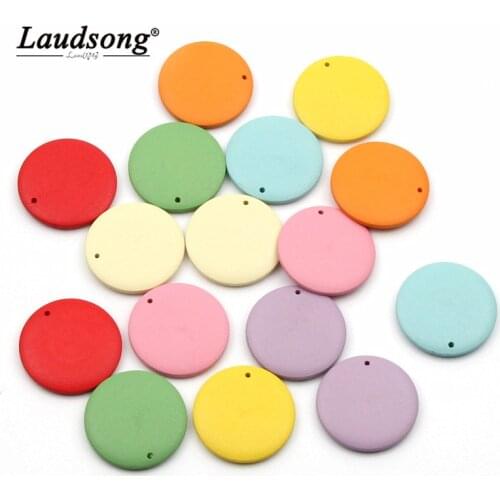 10PCS 30MM Multicolor Wood Candy Color Round Wooden Beads For DIY Crafts Jewelry Pendant Jewelry Making