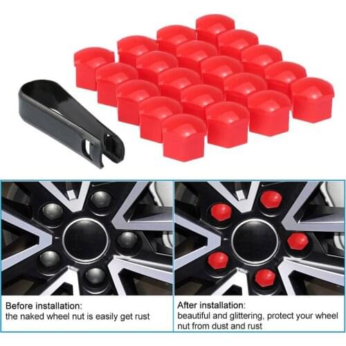 20Pcs Universal Car Wheel Nut Caps Auto Hub Screw Cover 17mm Bolt Rims Exterior Decoration Special Socket Protection Dust Proof