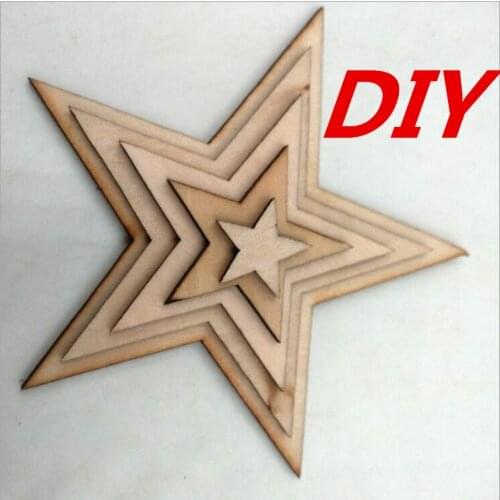 25pcs Star Shape Wooden Embellishments for Crafts 50mm Pack of 25pcs