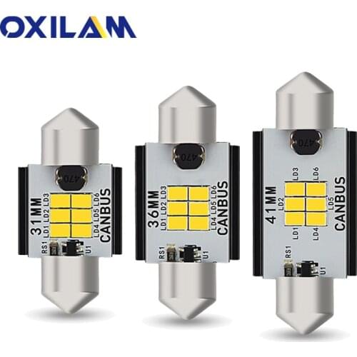 4Pcs OXILAM C5W 31mm 36mm 41mm Festoon LED Bulb White Dome Reading Interior Light 3020 SMD Canbus Error Free License Plate Lamp
