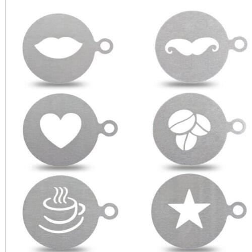 6 pieces of set Printing template stainless steel drawing mould printing patterns floral coffee spray model