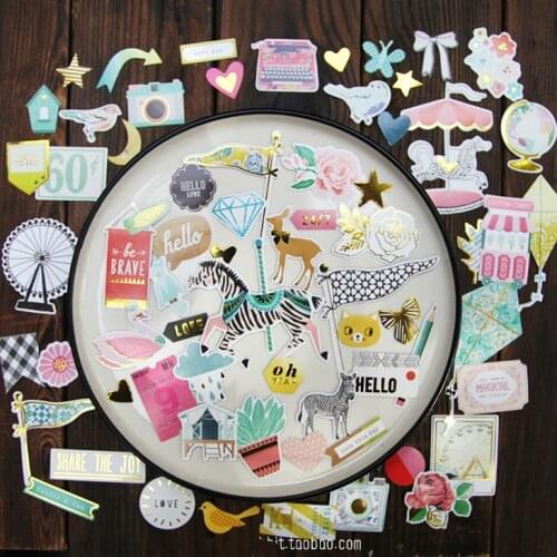 KSCRAFT 60pc Cute Animals Cardstock Die Cuts for Scrapbooking Happy Planner/Card Making/Journaling Project