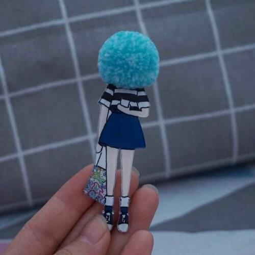 1pc Acrylic Brooches Cartoon Brooches Backpack Clothes Brooches Pins wool ball Bag Decor Brooch Badges