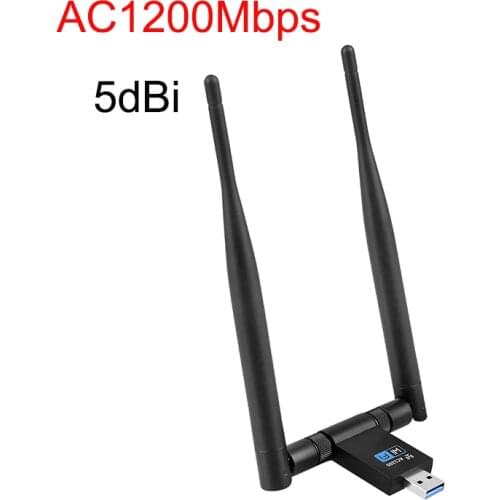 1200Mbps Wireless USB Wifi Adapter Network Card USB3.0 Dual Band 2.4G&5.8G Wifi Receiver Adapter for PC With 2Pcs Antennas