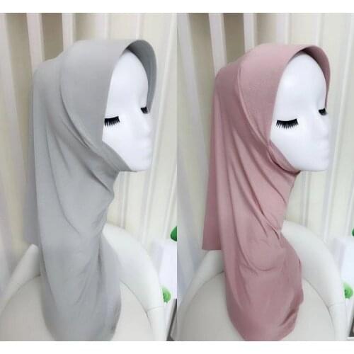 Big size soft gauze fabric beautiful hijab muslim scarf islamic headscarf hat amira pull on headwrap