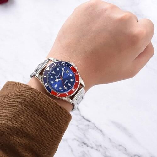2020 New Men Wristwatch Luxury Green Dial Military Quartz Watch Top Fashion Calendar 3Bar Waterproof Silver Steel Clock For Male