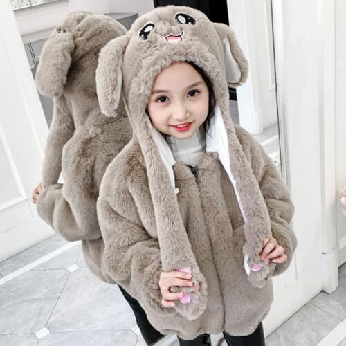 Kids Lovely Panda Hoodie Wool Coat for Baby Girl Winter Panda Clothes Kids Patchworks Coat Wool Blends Jackets for Children