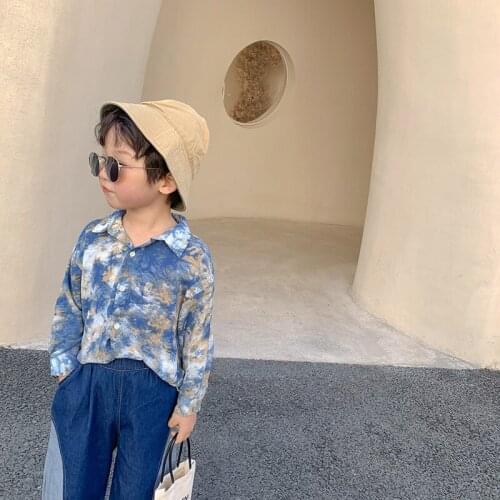 Childrens Clothing 2-8 Y Toddler Boys Shirts 2021 Spring New Kids Fashion Print Long Sleeve Shirt for Boy Baby Casual Blouse