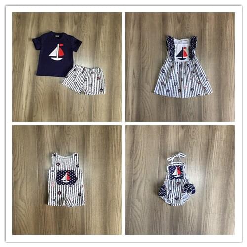 Baby girls summer sailor clothes girls sailing dress baby kids sailing romper boy sailing outfits boys sailing romper