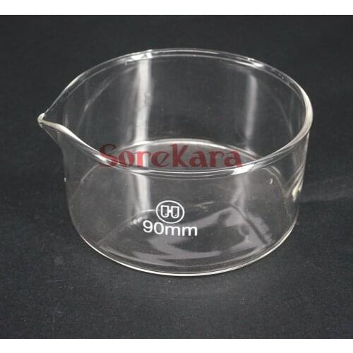 90mm Glass Crystallizing dish Plat Bottom with spout For Chemistry Laboratory