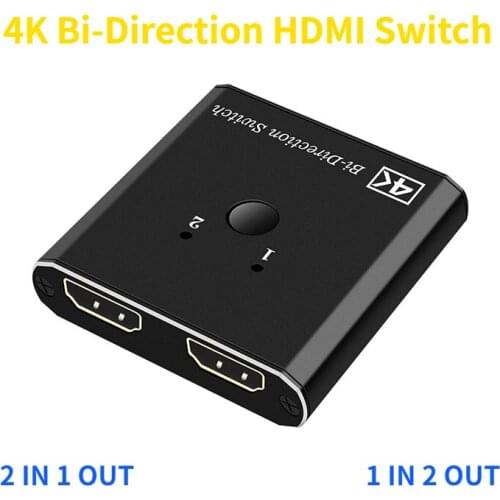 Bi-directional HDMI Switch 4K 3D HDMI Dual Switcher 1 IN 2 OUT or 2 IN 1 OUT HDMI Hub for HDTV Blu-Ray Player DVD DVR PS4