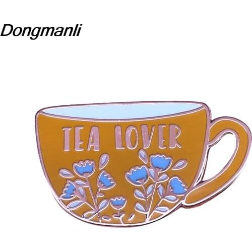 DZ109 Tea Enamel Pins Brooches Women Fashion Lapel Backpack Bags Badge Jewelry