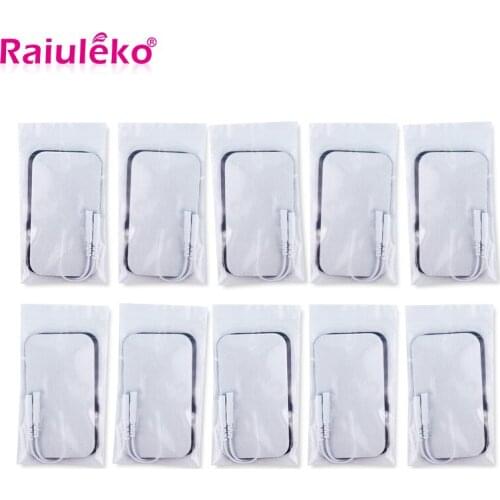 20pcs Electrical Acupuncture Muscle Stimulator 2mm Plug Reusable Self Adhesive Replacement Tens Electrode Pads Square Massager