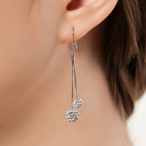 Hot Sale Wholesale Fashion Jewelry New Double Shambhala Shiny Crystal 925 Sterling Silver Drop Earrings for Women Gift