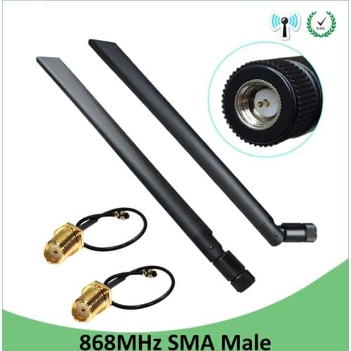 868MHz 915MHz Antenna 20pcs 5dbi SMA Male Connector GSM 915 MHz 868 MHz antena antenne +21cm RP-SMA/u.FL Pigtail Cable