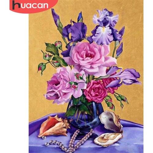 HUACAN 5D DIY Diamond Painting Flower Full Square Round Rhinestones Diamond Embroidery Peony Cross Stitch Mosaic Home Decor