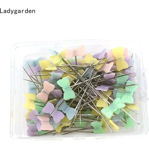 100PCS Sewing Needles DIY Multi-color Sewing Accessories Patchwork Pins Round Bow Flower Butterfly Pin Sewing Pin with Box