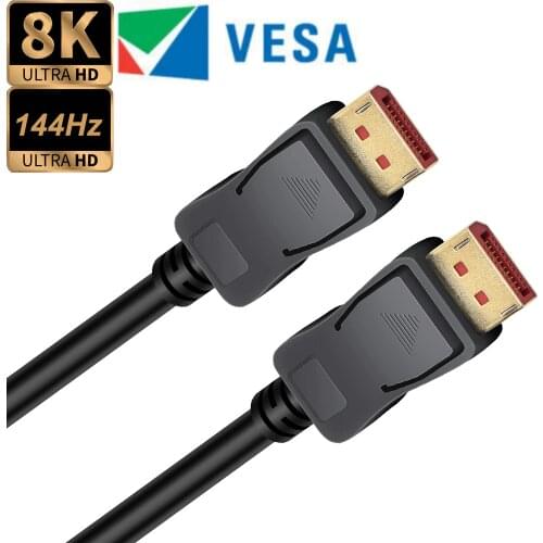 Displayport 1.4 cable 144HZ DP 1.4 cable 8K DisplayPort to DisplayPort 1.2 Cable 8K/60HZ 4KX2K/144HZ HDR DP 1.2 g-sync&freesync