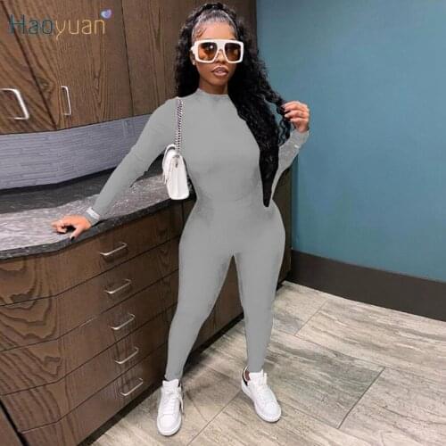 HAOYUAN Long Sleeve 2 Piece Set Fall Casual Outfits Fitness Sweatpants and Tops Loungewear Tracksuit Women Casual Matching Sets