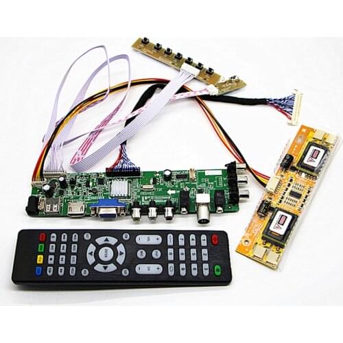DVB-T2/DVB-T/DVB-C LCD digital TV Driver Controller Board Kit 17" LTM170EU-L21 M170EG01 1280*1024 LCD controller board DIY kit