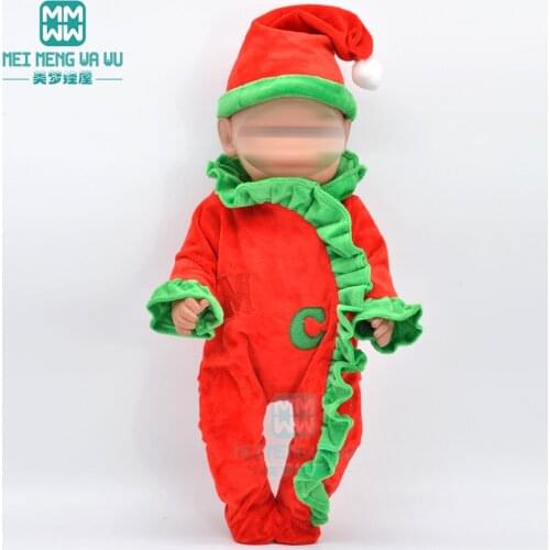 Doll Clothes for 43cm new born doll accessories cartoon Christmas Siamese baby Crawling Clothes + Hat