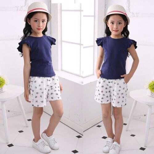 2018 summer chiffon clothes Sets tracksuit for girls kid suits floral sleeveless blouse top toddler clothing baby t shirt+shorts