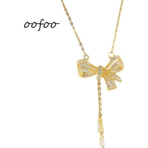 2021 Hot Sale Bow Pendant Girl Rhinestone Clavicle Chain Tassel Necklace Korean Wave Sweet Girl Fashion Jewelry Accessories