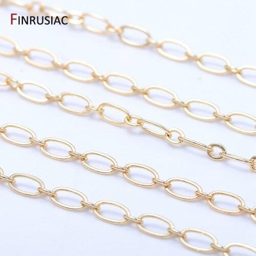 Jewellery Making Supplies Fashion Round Loops Link Chain For Jewelry Making Plated 14K Gold Brass Chains DIY Necklace Bracelets