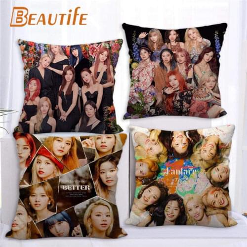 Custom Twice Girl KPOP Pillowcase 45X45cm Wedding Decorative Pillow Cover Eco-Friendly Cotton Linen Fabric Pillow Case
