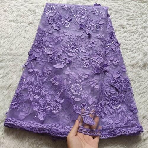 2021 Latest High Quality African Nigerian Pure Swiss Cotton Tulle Damask Lace Fabric Embroidery Party Dress Sequins 2.5yards