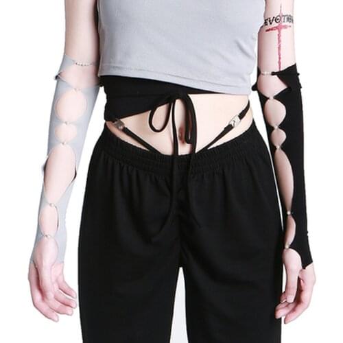 New Fashion Chic Pearl Chains Hollow Out Design Gloves Tide All-match Sun-protective Sleeve Spring Summer 2021 Arm Warmer