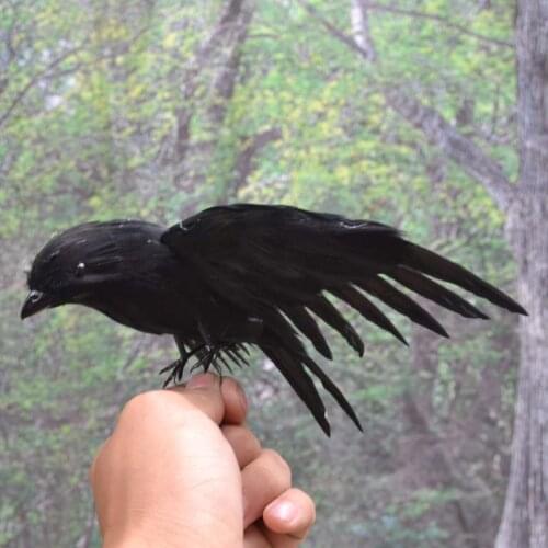 About 15cm simulation black crow spreading wings crow bird model garden decoration h1052