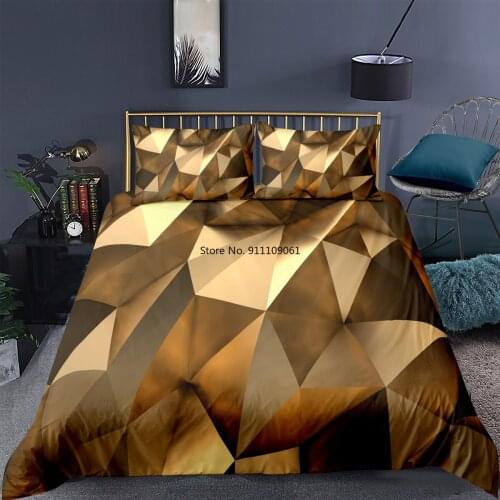 Black and Gold Luxury Bedding Set 3D Line Printed Duvet Cover Pillowcase Geometry Quilt Cover Adult Single King Home Textiles