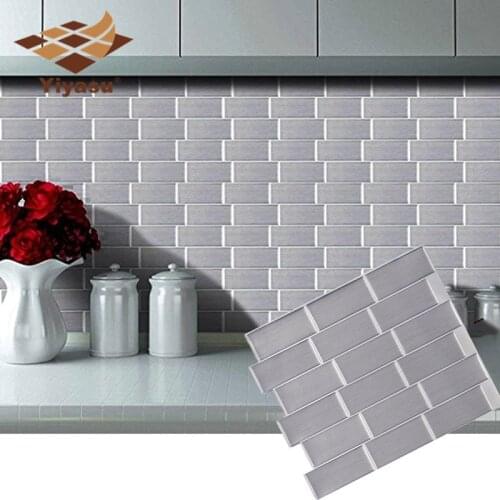 Subway Silver Tile Self Adhesive Peel and stick Wall Decal Sticker DIY Kitchen Bathroom Home Decor Vinyl